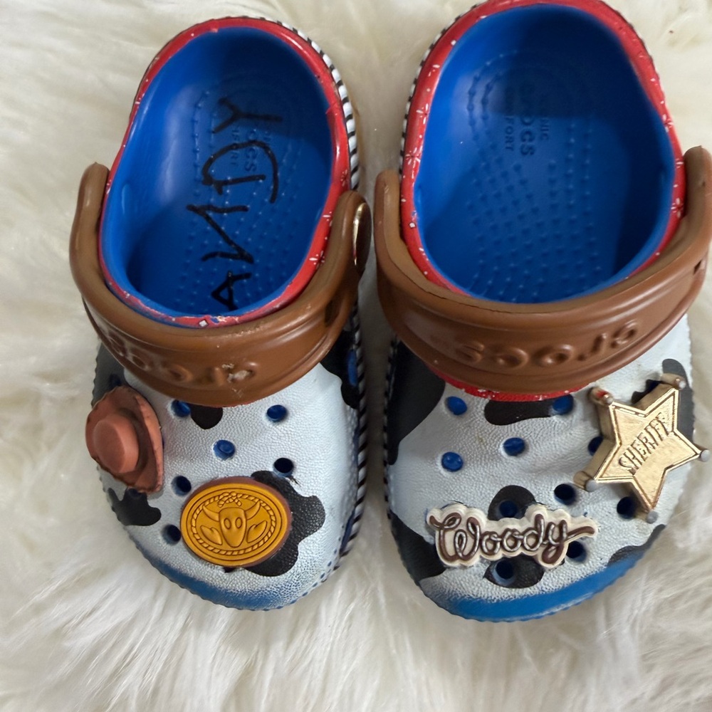 CROCS Kids Slippers - Blue, Brown, and Black